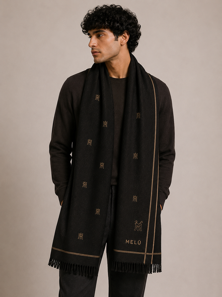 MELŪ Shawl — Midnight Script Edition