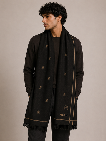 MELŪ Shawl — Midnight Script Edition