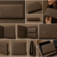 MELŪ Women's Long Wallet — Harappan Taupe Smooth Leather — Zip Around