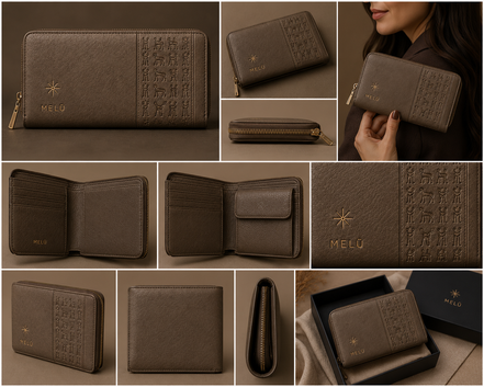 MELŪ Women's Long Wallet — Harappan Taupe Smooth Leather — Zip Around