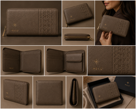MELŪ Women's Long Wallet — Harappan Taupe Smooth Leather — Zip Around