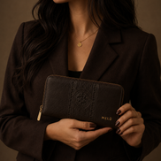 MELŪ Women's Long Wallet — Seal Brown Smooth Leather — Zip Around