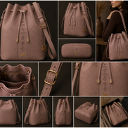 MELŪ Women's Bucket Bag — Heritage Bucket Bag Muted Mauve — Full Grain Pebbled Leather