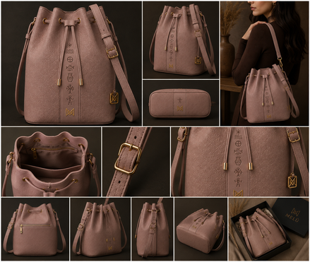 MELŪ Women's Bucket Bag — Heritage Bucket Bag Muted Mauve — Full Grain Pebbled Leather