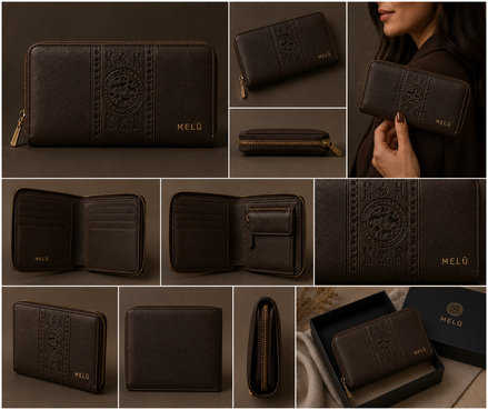 MELŪ Women's Long Wallet — Seal Brown Smooth Leather — Zip Around