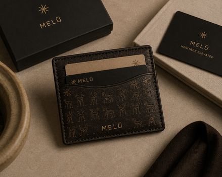 MELŪ Card Holder — Seal Brown Embossed Leather