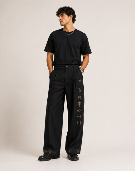 MELŪ Tailored Trousers — Midnight Black