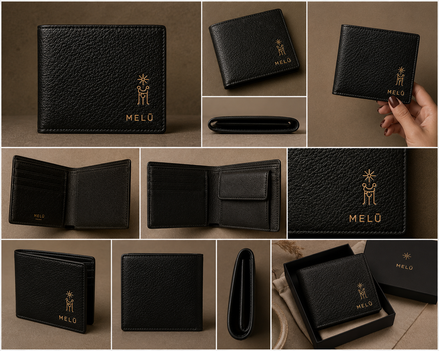 MELŪ Men's Wallet — Heritage Black Pebbled Leather — Bifold