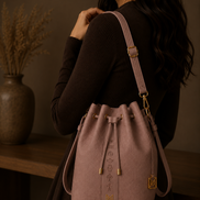 MELŪ Women's Bucket Bag — Heritage Bucket Bag Muted Mauve — Full Grain Pebbled Leather