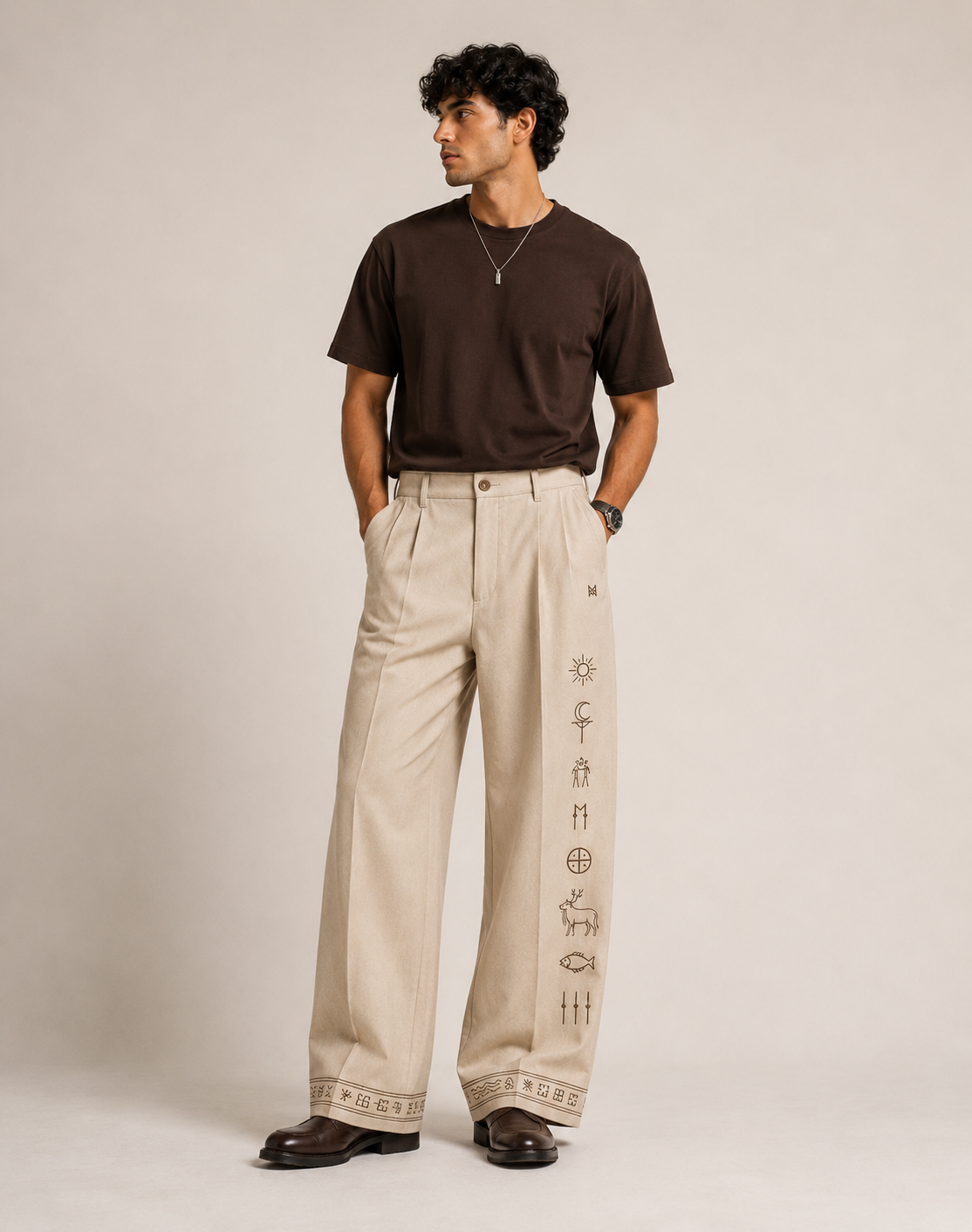 MELŪ Pleated Trousers — Ivory Cream