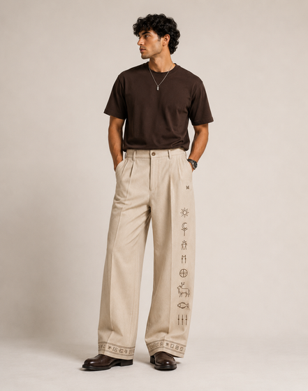 MELŪ Pleated Trousers — Ivory Cream