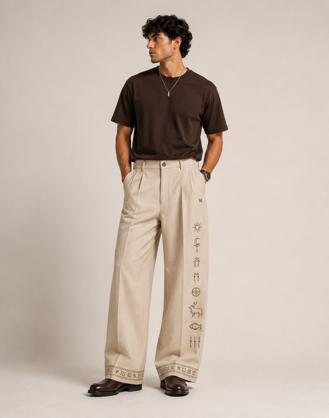 MELŪ Pleated Trousers — Ivory Cream