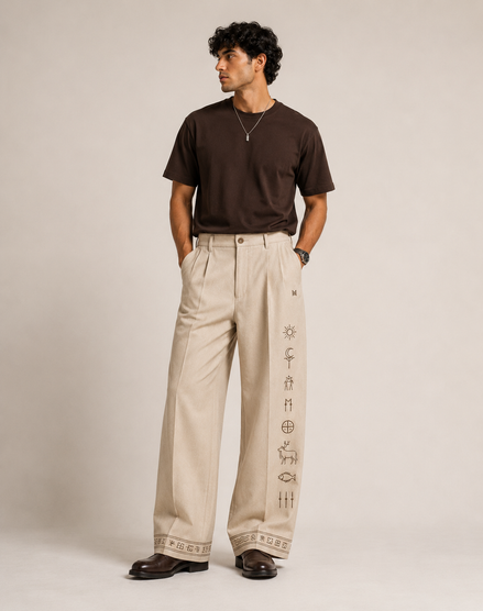 MELŪ Pleated Trousers — Ivory Cream