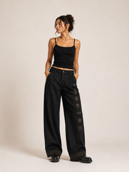 MELŪ Tailored Trousers — Midnight Black