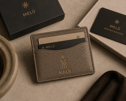 MELŪ Card Holder — Harappan Taupe Pebbled Leather