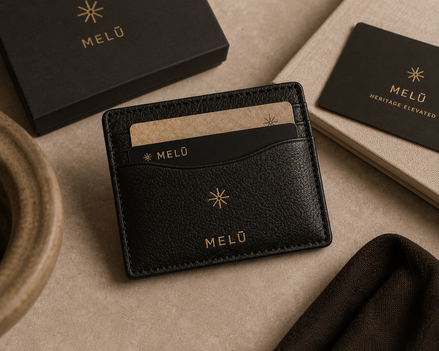 MELŪ Card Holder — Heritage Black Pebbled Leather