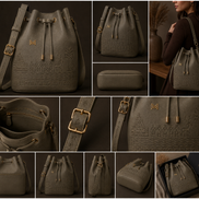 MELŪ Women's Bucket Bag — Harappan Bucket Bag Sage Green — Full Grain Pebbled Leather