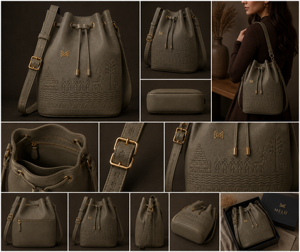 MELŪ Women's Bucket Bag — Harappan Bucket Bag Sage Green — Full Grain Pebbled Leather