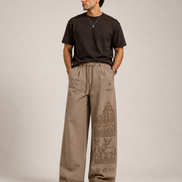 MELŪ Wide Leg Trousers — Stone Beige