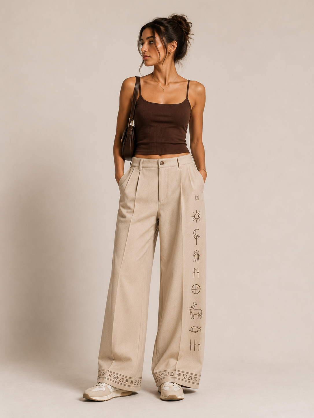 MELŪ Pleated Trousers — Ivory Cream
