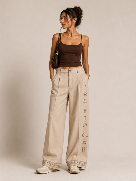 MELŪ Pleated Trousers — Ivory Cream