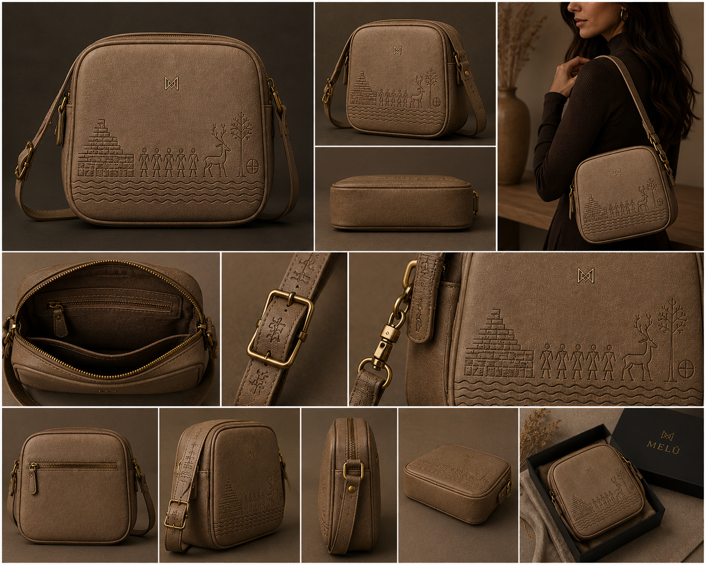 MELŪ Women's Sling Bag — Indus Valley Sling Stone Beige — Full Grain Smooth Leather