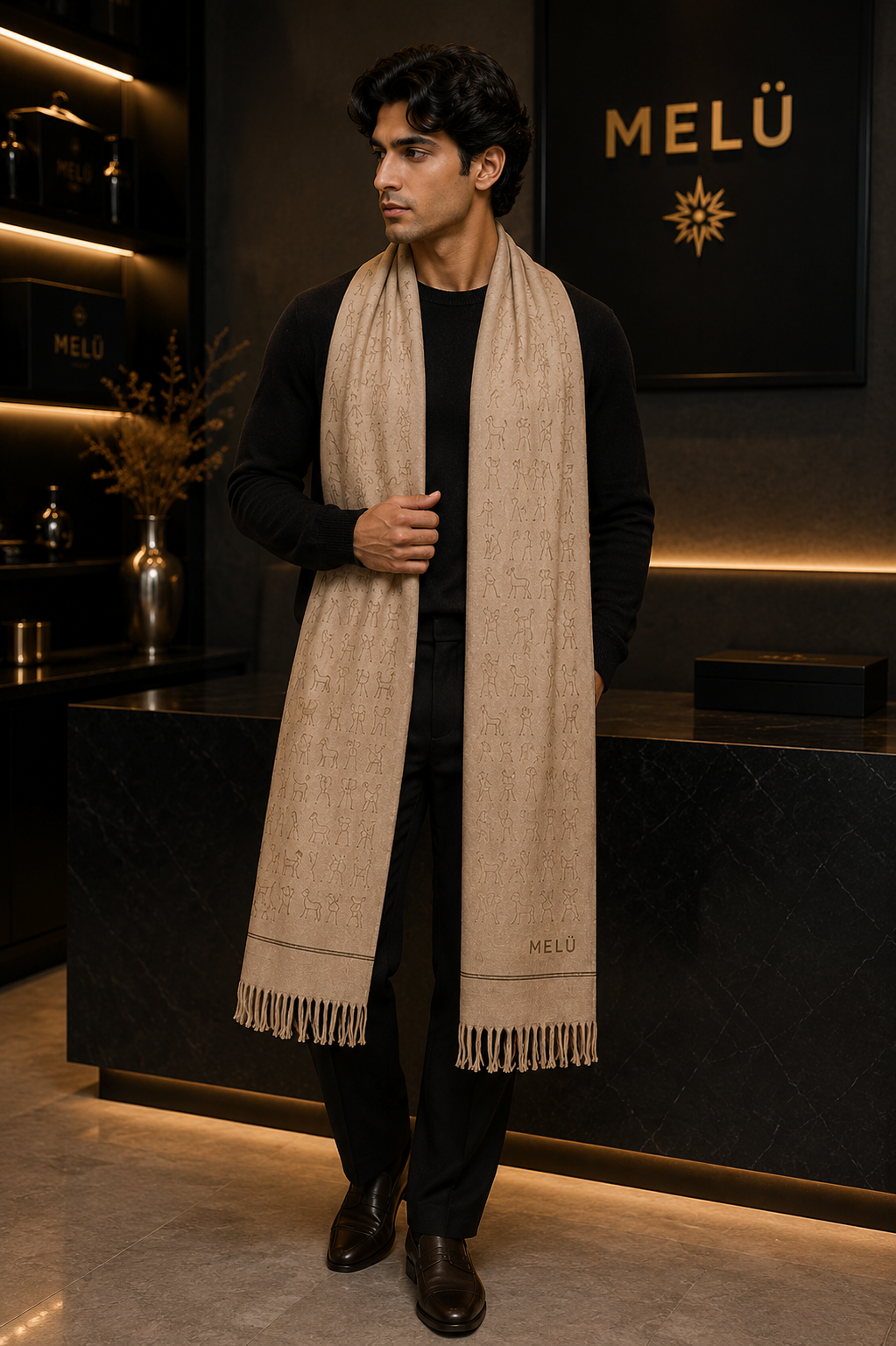 MELŪ Shawl — Harappan Procession Edition