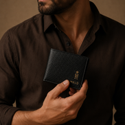 MELŪ Men's Wallet — Heritage Black Pebbled Leather — Bifold